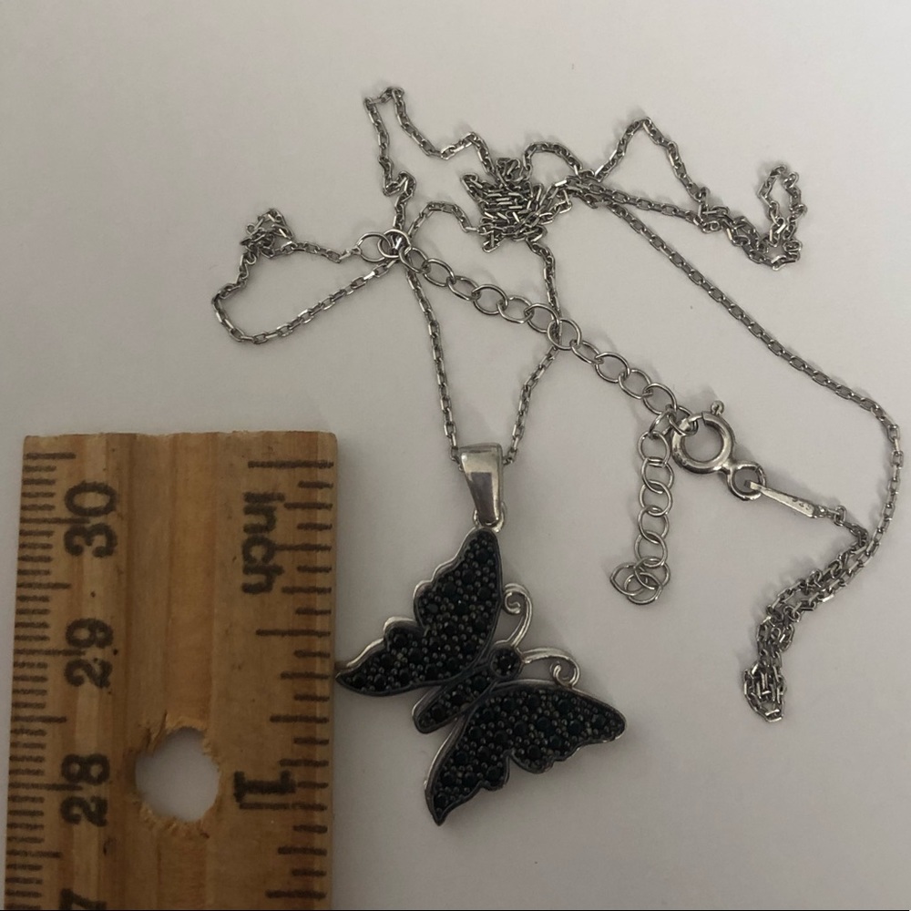 925 Silver butterfly necklace clear cz - Picture 5 of 7